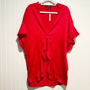 Victorias Secret Red Satin Love Kimono Robe NEW Size Large